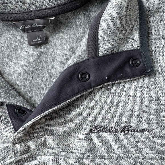 Eddie Bauer Men’s Heavyweight Gray Radiator‎ Fleece Quarter Snap Medium - Picture 4 of 5